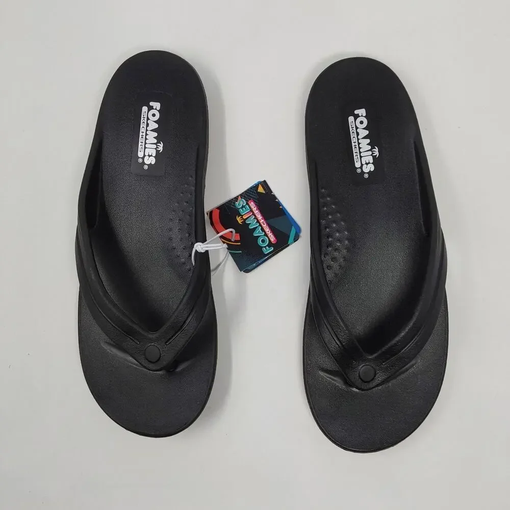 Skechers Foamies Bay Breeze Boardwalk Black Flip Flop Sandals Women's 10 NIB